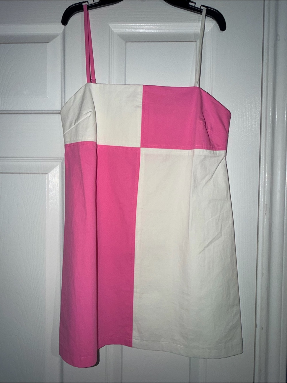 Pink & White Colorblock Spaghetti-Strap Mini Dress